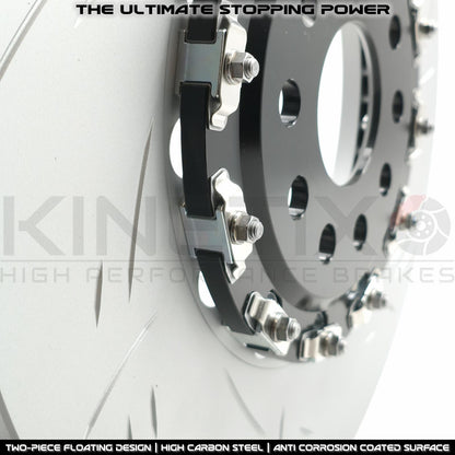 FOR VW ARTEON R GOLF R TIGUAN R 2.0 R GROOVED TWO PIECE FLOATING FRONT BRAKE DISCS BREMBO PADS & WEAR WIRE SENSOR LEAD 357mm X 34mm 5WA615301J / 5WA615301A