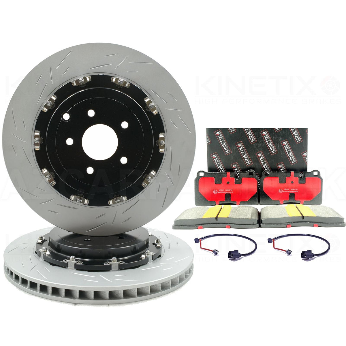 FOR CUPRA LEON ATECA FORMENTOR TWO PIECE FLOATING FRONT BRAKE DISCS CERAMIC RACING PADS & WEAR WIRE SENSOR LEADS 370mm X 32mm 8J0615301K | 8J0615301E | 8J0615301F
