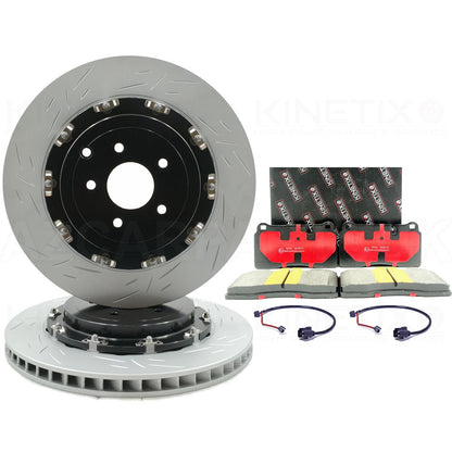 FOR CUPRA LEON ATECA FORMENTOR TWO PIECE FLOATING FRONT BRAKE DISCS CERAMIC RACING PADS & WEAR WIRE SENSOR LEADS 370mm X 32mm 8J0615301K | 8J0615301E | 8J0615301F