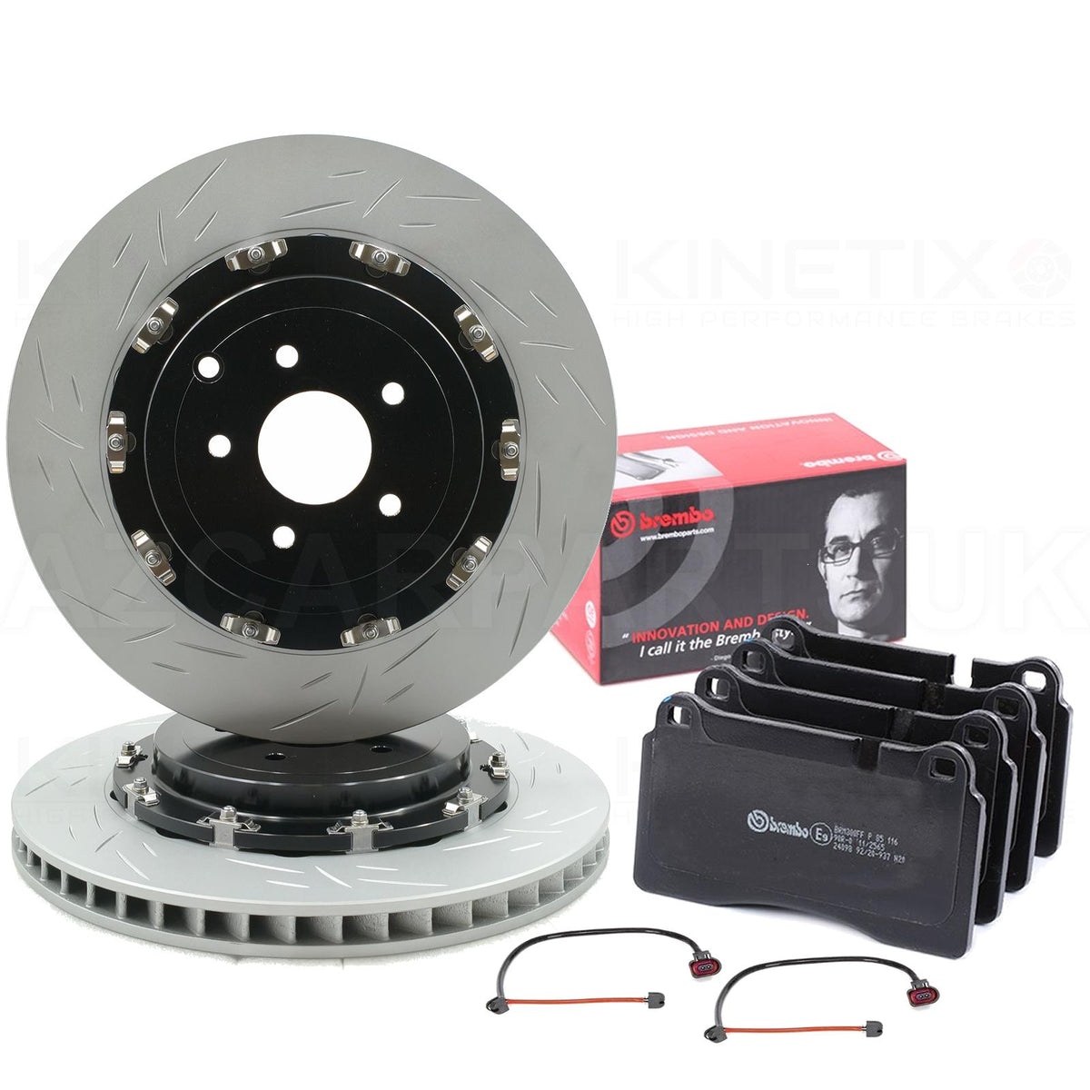 FOR AUDI TTRS TT RS 8J TWO PIECE FRONT BRAKE DISCS BREMBO PADS & WEAR SENSOR WIRES 370mm X 32mm 8J0615301K | 8J0615301E | 8J0615301F