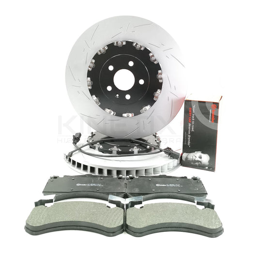 FOR AUDI S6 S7 S8 FRONT 2 PIECE FLOATING BRAKE DISCS BREMBO PADS SENSORS 400mm