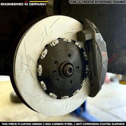 FOR AUDI S6 S7 S8 TWO PIECE FLOATING FRONT BRAKE DISCS PAIR 400mm X 38mm GROOVED