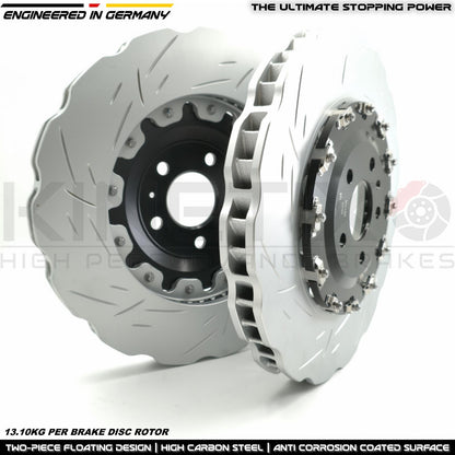 FOR AUDI RS6 C7 RS7 4G TWO PIECE FLOATING FRONT BRAKE DISCS CERAMIC PADS 390mm