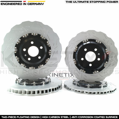 FOR AUDI RS6 C7 (2013-2018) TWO PIECE FLOATING FRONT REAR PERFORMANCE BRAKE DISCS CERAMIC RACING PADS & WEAR WIRE SENSOR LEADS 390mm X 36mm / 356mm X 22mm 4G0615301AH | 4G0615301E | 4G0615601 | 4G0615301 | 4G0615601E