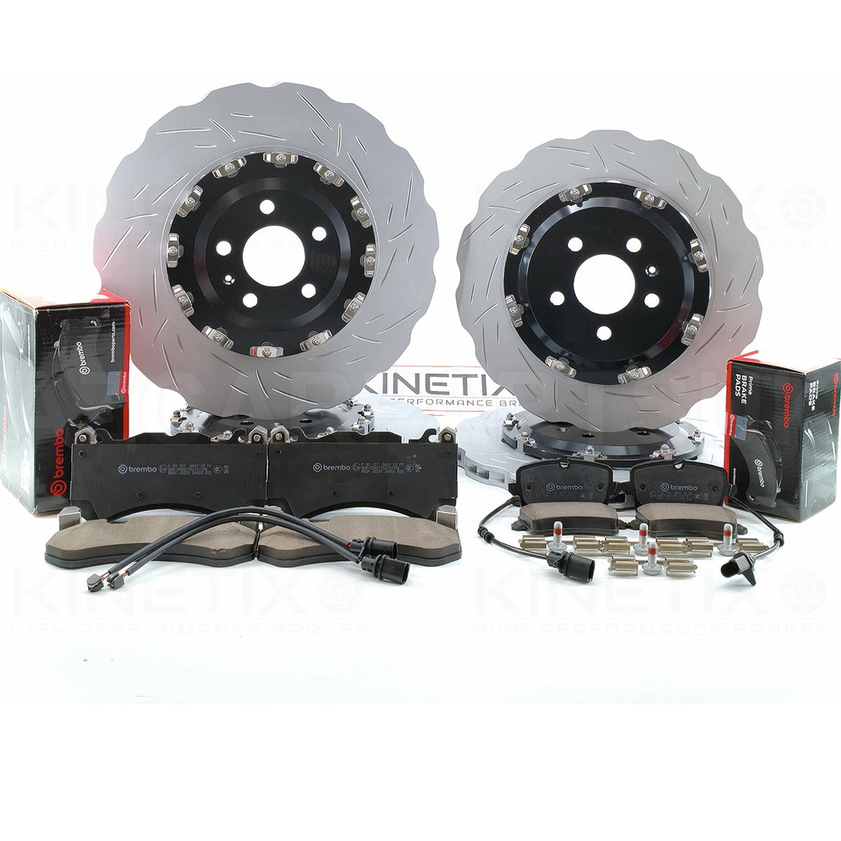 FOR AUDI RS6 C7 (2013-2018) TWO PIECE FLOATING FRONT REAR PERFORMANCE BRAKE DISCS BREMBO PADS & WEAR WIRE SENSOR LEADS 390mm X 36mm / 356mm X 22mm 4G0615301AH | 4G0615301E | 4G0615601 | 4G0615301 | 4G0615601E