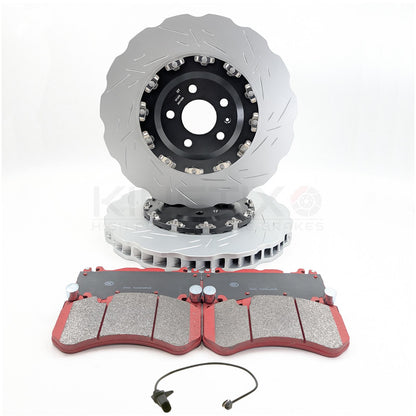 FOR AUDI RS6 C7 RS7 4G TWO PIECE FLOATING FRONT BRAKE DISCS CERAMIC PADS 390mm