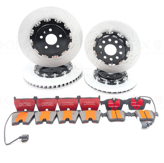 FOR AUDI RS3 8V 2017-2020 FRONT REAR TWO-PIECE FLOATING BRAKE DISCS CERAMIC PADS