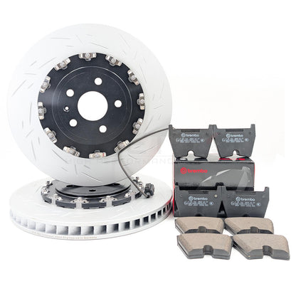 FOR AUDI RS3 8V 2015-2020 FRONT 2 PIECE FLOATING BRAKE DISCS BREMBO PADS 370mm