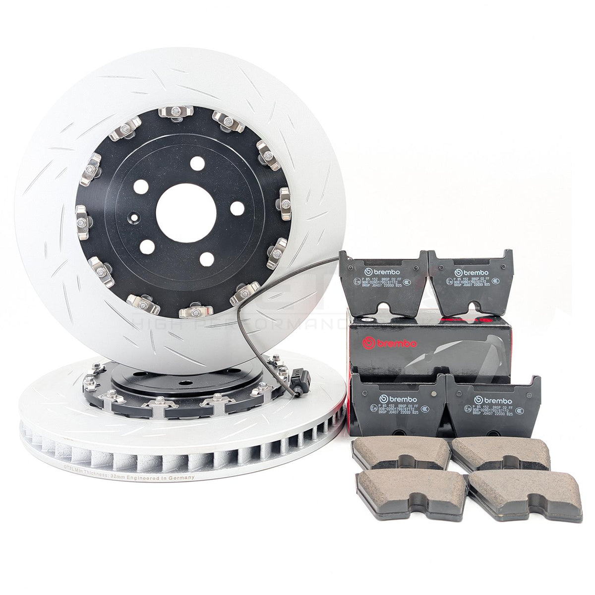 FOR AUDI RS3 8V 2015-2020 FRONT 2 PIECE FLOATING BRAKE DISCS BREMBO PADS 370mm