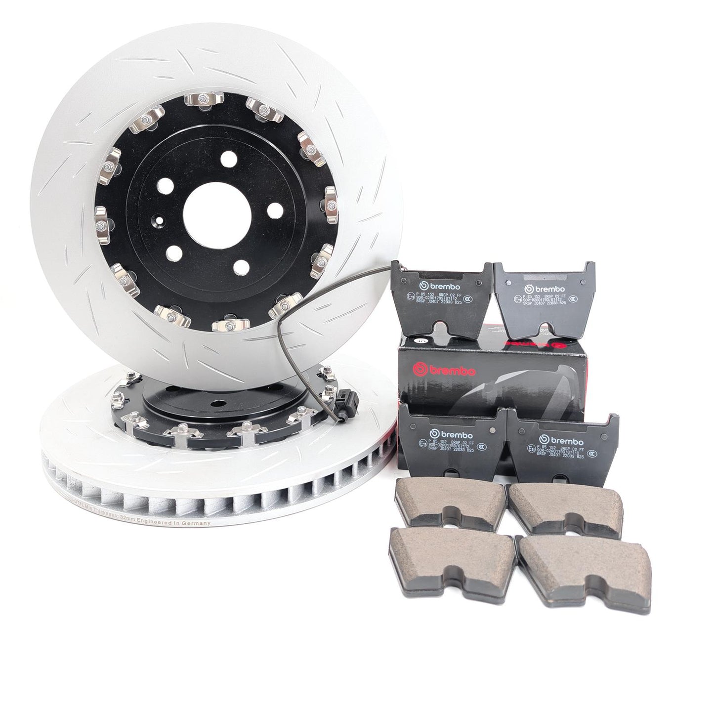 FOR AUDI RS3 8V 2015-2020 FRONT 2 PIECE FLOATING BRAKE DISCS BREMBO PADS 370mm