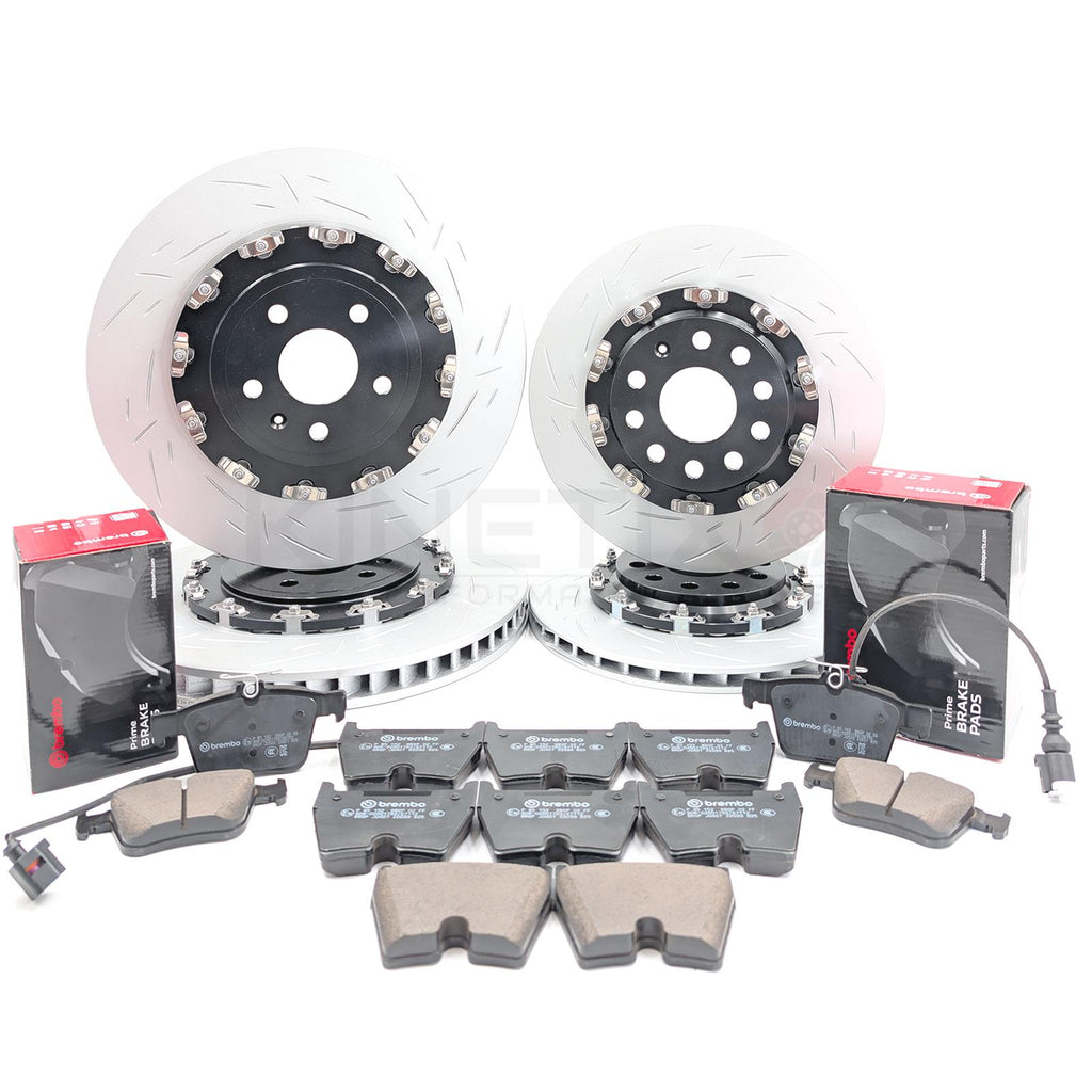 FOR AUDI RS3 8V 17-20 FRONT REAR TWO-PIECE FLOATING BRAKE DISCS BREMBO PADS