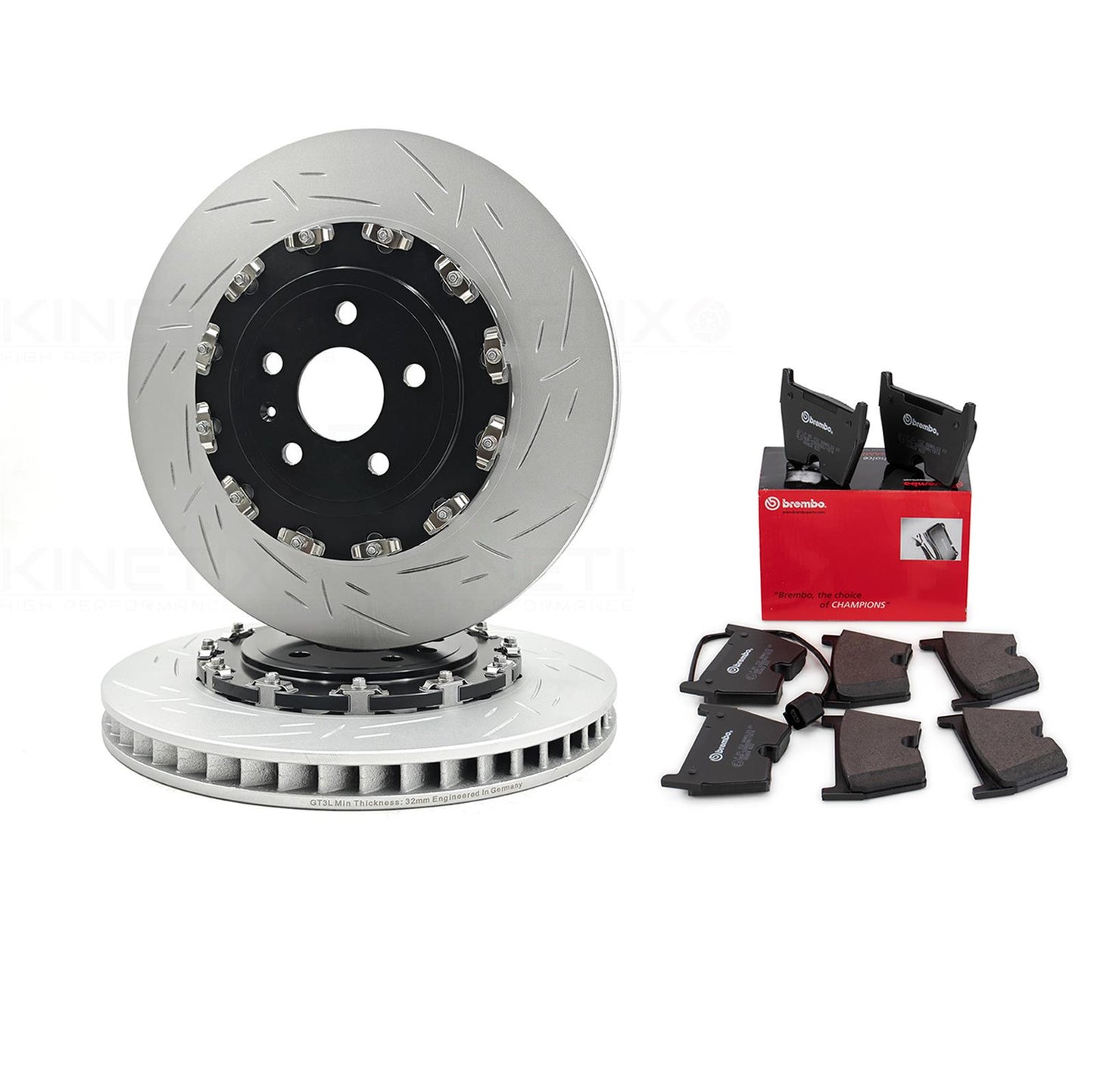FOR AUDI RS3 8V 2015-2020 FRONT 2 PIECE FLOATING BRAKE DISCS BREMBO PADS 370mm
