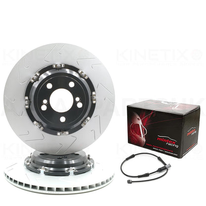 FOR BMW M3 F80 Competition TWO PIECE FLOATING REAR BRAKE DISCS MINTEX RACING PADS & WEAR WIRE SENSOR LEAD 370mm X 24mm