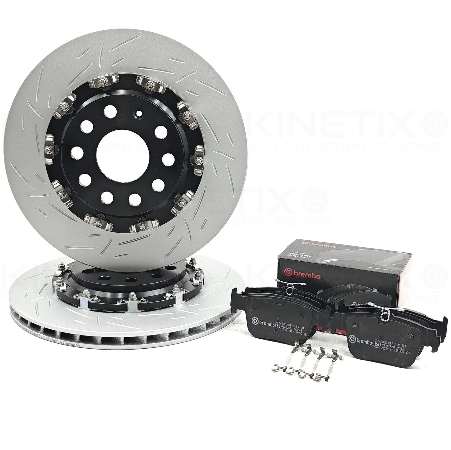 FOR AUDI S3 8Y REAR TWO PIECE FLOATING BRAKE DISCS XTRA PADS 310m X 22mm