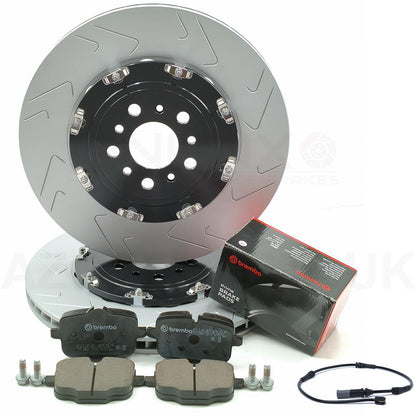 FOR BMW M3 G80 G81 M4 G82 G83 REAR TWO PIECE FLOATING BRAKE DISCS BREMBO PADS & WEAR WIRE SENSOR LEAD 370mm X 24mm