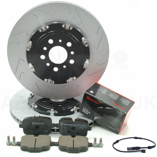 FOR BMW M3 G80 G81 M4 G82 G83 REAR TWO PIECE FLOATING BRAKE DISCS BREMBO PADS & WEAR WIRE SENSOR LEAD 370mm X 24mm