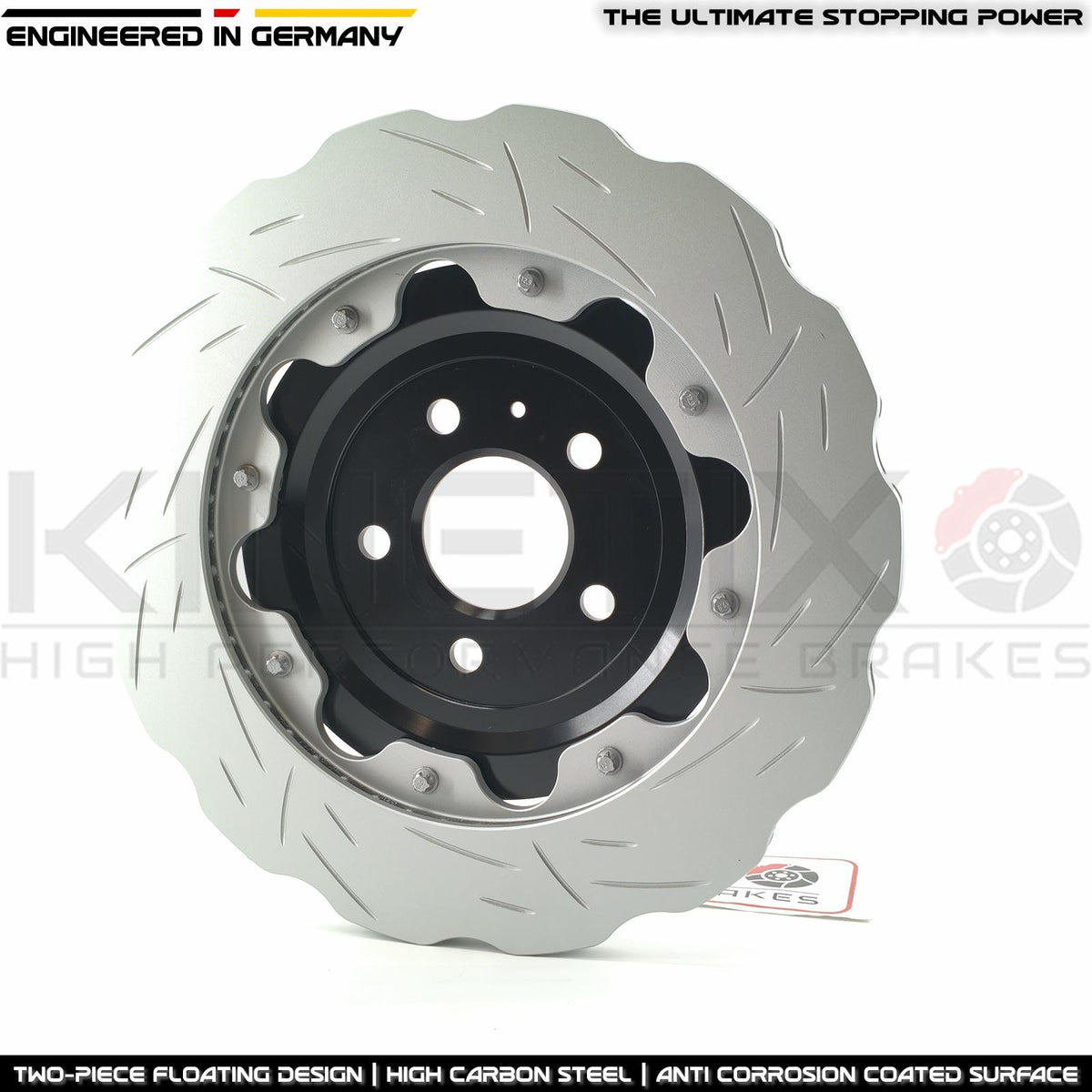 FOR AUDI RS6 C7 (2013-2018) TWO PIECE FLOATING FRONT REAR PERFORMANCE BRAKE DISCS CERAMIC RACING PADS & WEAR WIRE SENSOR LEADS 390mm X 36mm / 356mm X 22mm 4G0615301AH | 4G0615301E | 4G0615601 | 4G0615301 | 4G0615601E