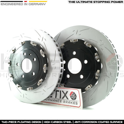 FOR AUDI R8 (2006-2024) REAR PERFORMANCE TWO PIECE FLOATING BRAKE DISCS PAIR 356mm X 32mm **FITS STEEL BRAKE DISCS SETUP ONLY**