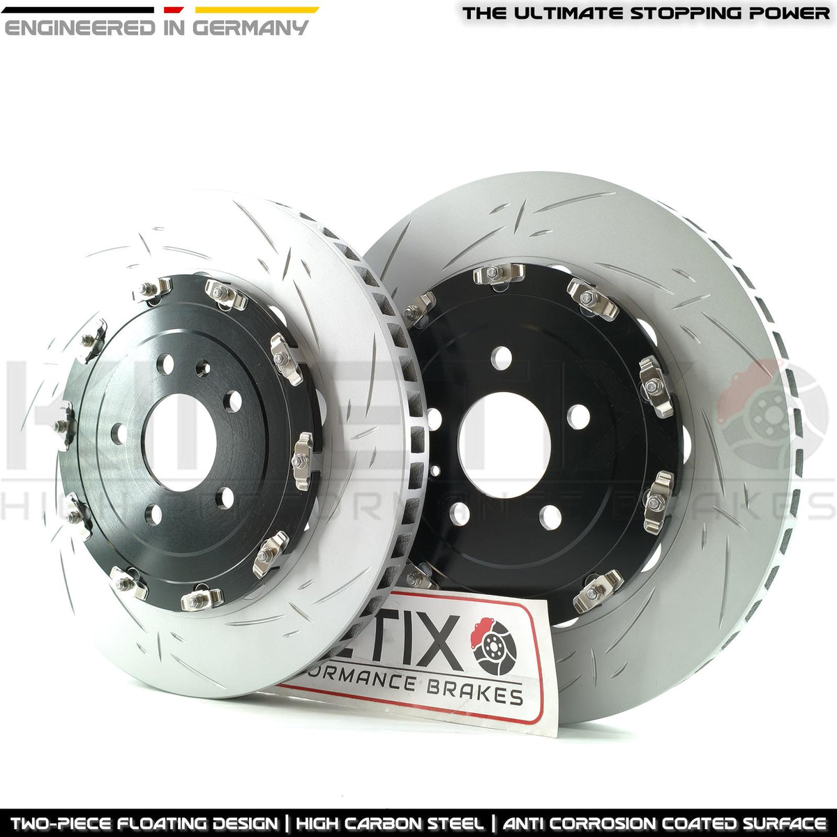 FOR AUDI R8 (2006-2024) 4.2 FSI / 5.2 FSI TWO-PIECE FLOATING REAR BRAKE DISCS PADS & PARKING HAND BRAKE PADS (356mm X 32mm) 4S0615601B | 420615601A | 420615601B | 420615601C | 420615601E | 420615601F