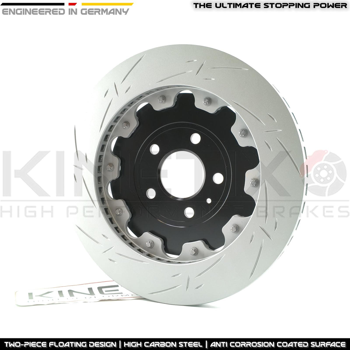 FOR AUDI R8 (2006-2024) 4.2 FSI / 5.2 FSI TWO-PIECE FLOATING REAR BRAKE DISCS PADS & PARKING HAND BRAKE PADS (356mm X 32mm) 4S0615601B | 420615601A | 420615601B | 420615601C | 420615601E | 420615601F