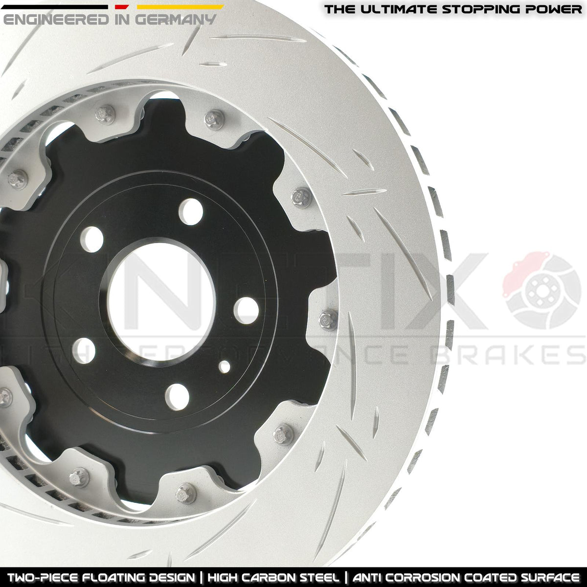 FOR AUDI R8 (2006-2024) 4.2 FSI / 5.2 FSI TWO-PIECE FLOATING REAR BRAKE DISCS CERAMIC RACING PADS & PARKING HAND BRAKE PADS (356mm X 32mm)