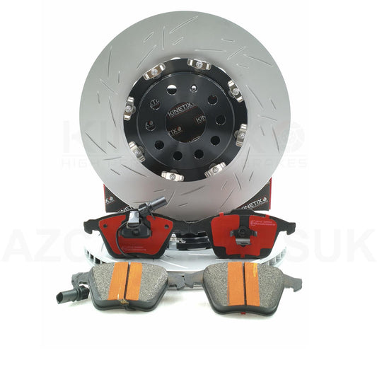 FOR SEAT LEON CUPRA R 09-12 TWO PIECE FLOATING FRONT BRAKE DISCS RACING PADS