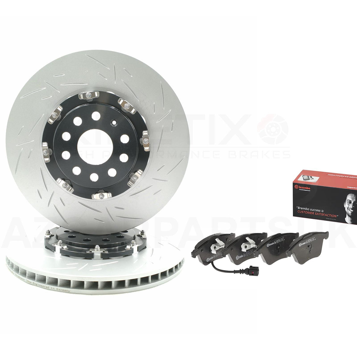 FOR VW SCIROCCO R TWO PIECE FLOATING FRONT BRAKE DISCS BREMBO PADS 345mm X 30mm
