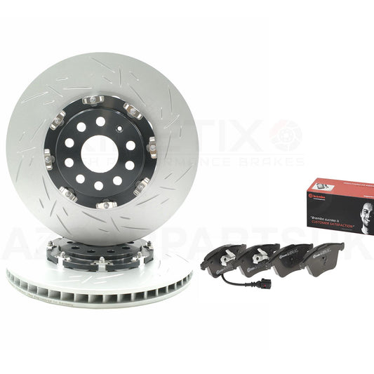 FOR AUDI S3 8P TWO PIECE FLOATING FRONT BRAKE DISCS BREMBO PADS 345mm X 30mm