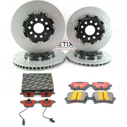 FOR VW GOLF R32 MK5 PASSAT R36 TWO PIECE FLOATING FRONT REAR BRAKE DISCS RACING PADS 345mm 310mm