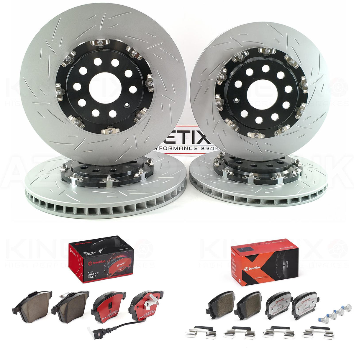 FOR VW GOLF R32 MK5 PASSAT R36 TWO PIECE FLOATING FRONT REAR BRAKE DISCS BREMBO XTRA PADS 345mm 310mm