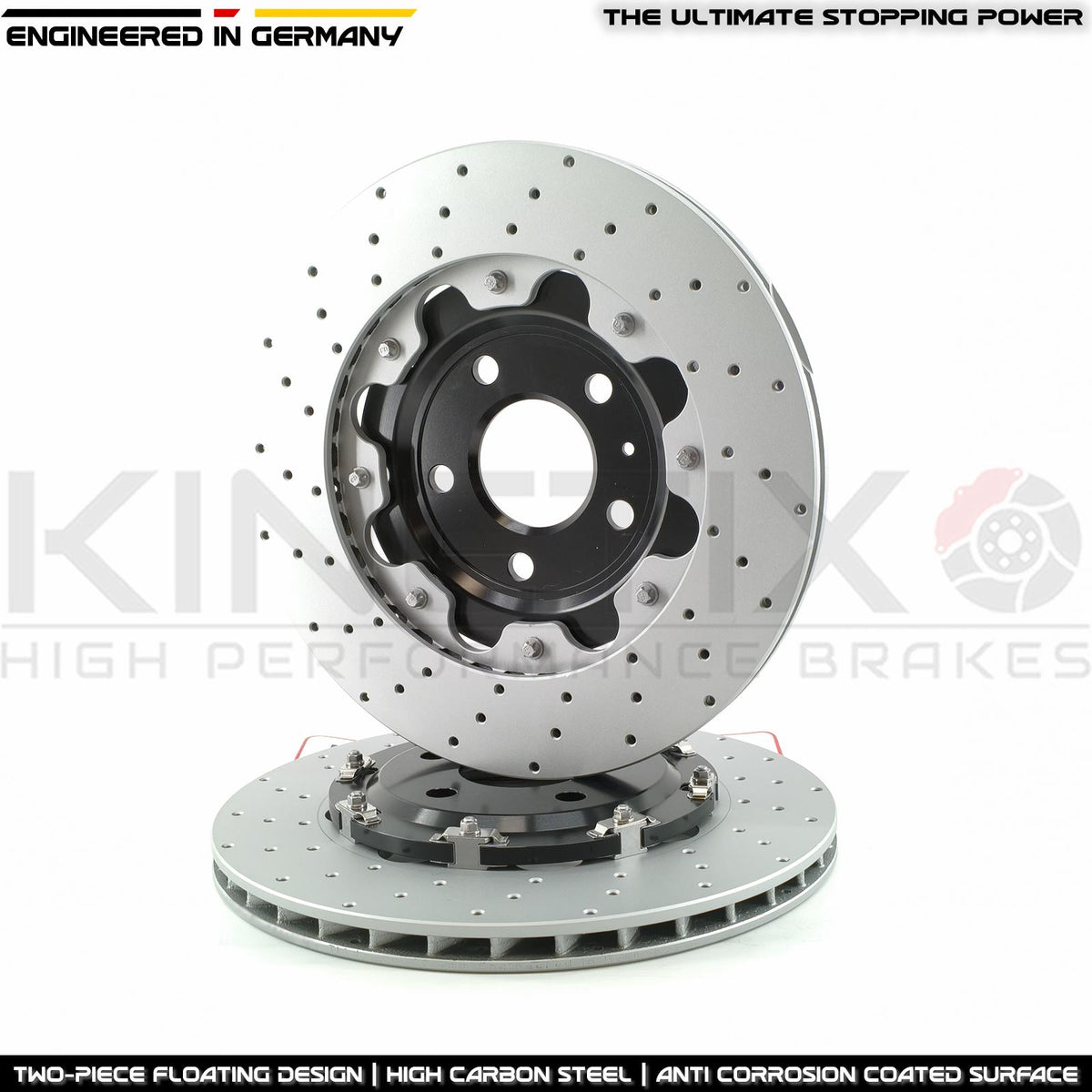 FOR AUDI RS4 B7 REAR TWO PIECE FLOATING BRAKE DISCS PAIR 324mm X 22mm 2005-2008