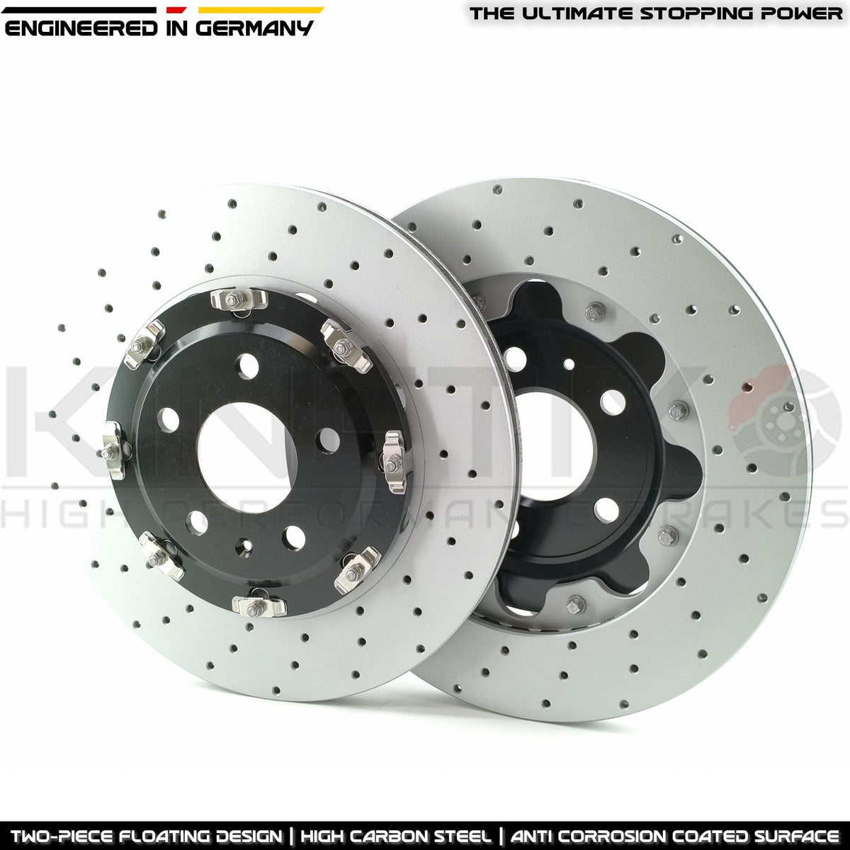FOR AUDI RS4 B7 REAR TWO PIECE FLOATING BRAKE DISCS PAIR 324mm X 22mm 2005-2008