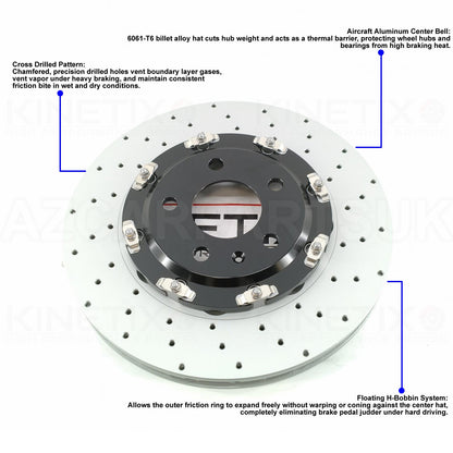 FOR AUDI RS4 B7 REAR TWO PIECE FLOATING BRAKE DISCS PAIR 324mm X 22mm 2005-2008