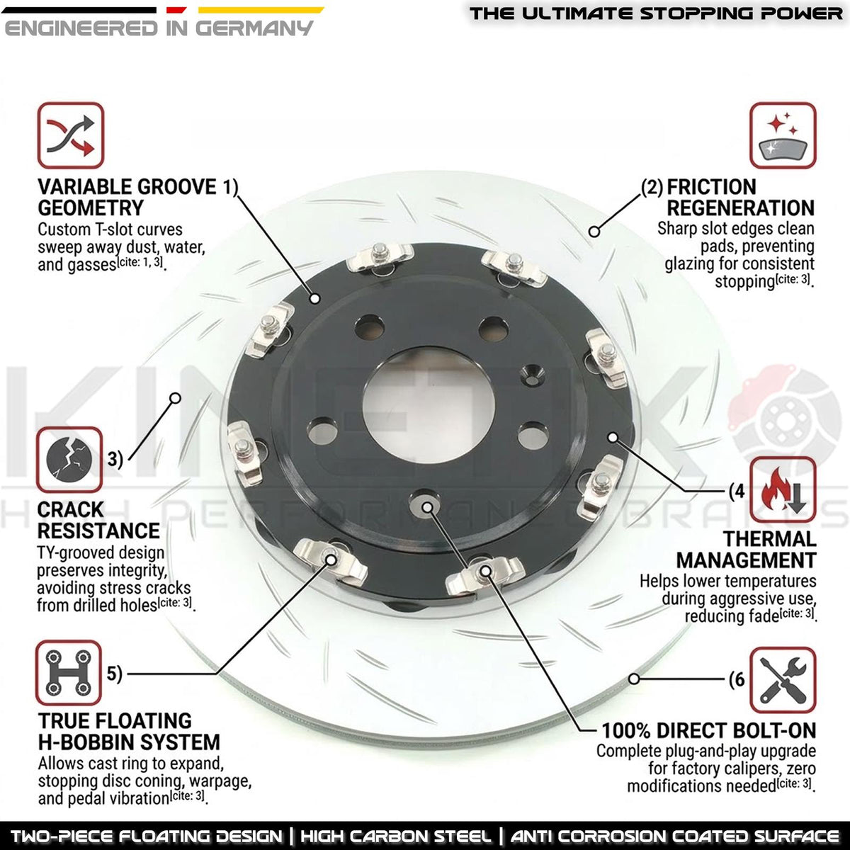 FITS AUDI S4 S5 S6 S7 S8 SQ7 SQ8 Q5 SQ5 TWO PIECE FLOATING BRAKE DISCS REAR 330mm X 32mm