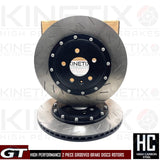 FOR AUDI S4 B8 B9 CROSS GROOVED 2 PIECE PERFORMANCE REAR BRAKE DISCS PAIR 330mm