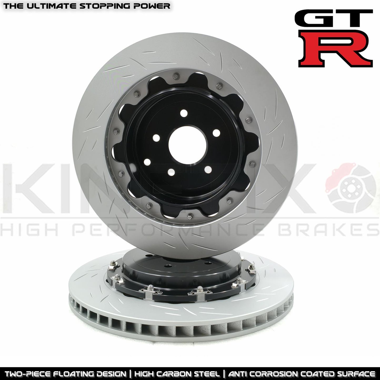 FOR NISSAN GT-R R35 GTR 2007-2025 FRONT REAR TWO PIECE FLOATING PERFORMANCE BRAKE DISCS BREMBO PADS 380mm 380mm (FOR PREFACE LIFT MODELS ONLY)