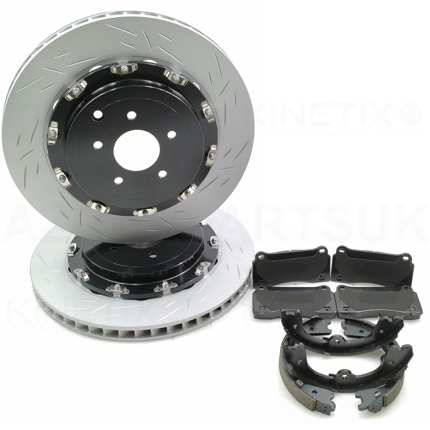FOR NISSAN GTR GT-R R35 (2007-2025) REAR TWO PIECE FLOATING BRAKE DISCS PADS PARKING HAND BRAKE SHOES SET 380mm