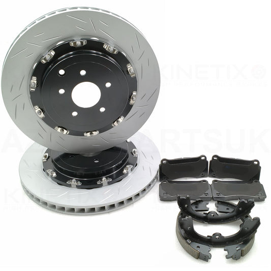 FOR NISSAN GTR GT-R R35 (2007-2025) REAR TWO PIECE FLOATING BRAKE DISCS PADS PARKING HAND BRAKE SHOES SET 380mm