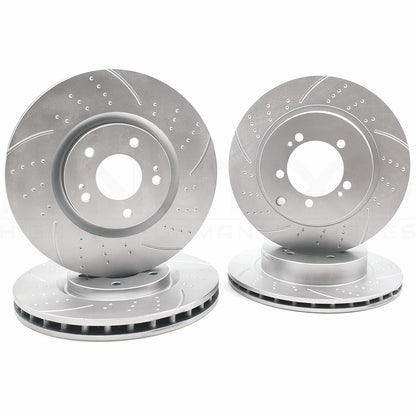 FOR MITSUBISHI LANCER EVO 8 FRONT REAR DIMPLED GROOVED BRAKE DISCS 320mm 300mm