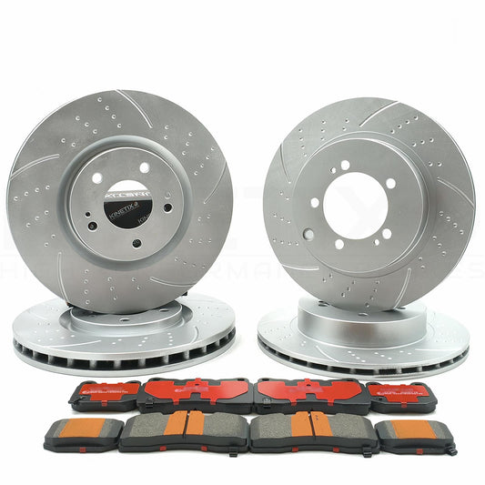 FITS MITSUBISHI LANCER EVO 6 7 8 9 FRONT REAR DIMPLED GROOVED BRAKE DISCS PADS