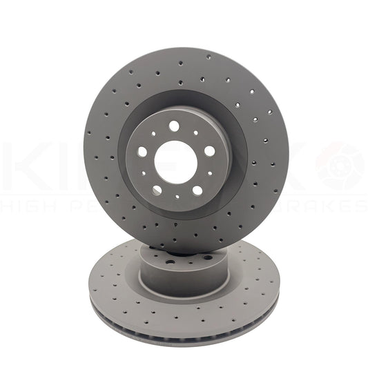 FOR TESLA MODEL Y (5YJY) 2019- DRILLED FRONT BRAKE DISCS PAIR 355mm 118861100A