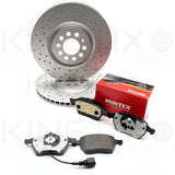 FOR AUDI S3 1.8 T FRONT CROSS DRILLED BRAKE DISCS MINTEX OEM PADS SENSOR 312mm