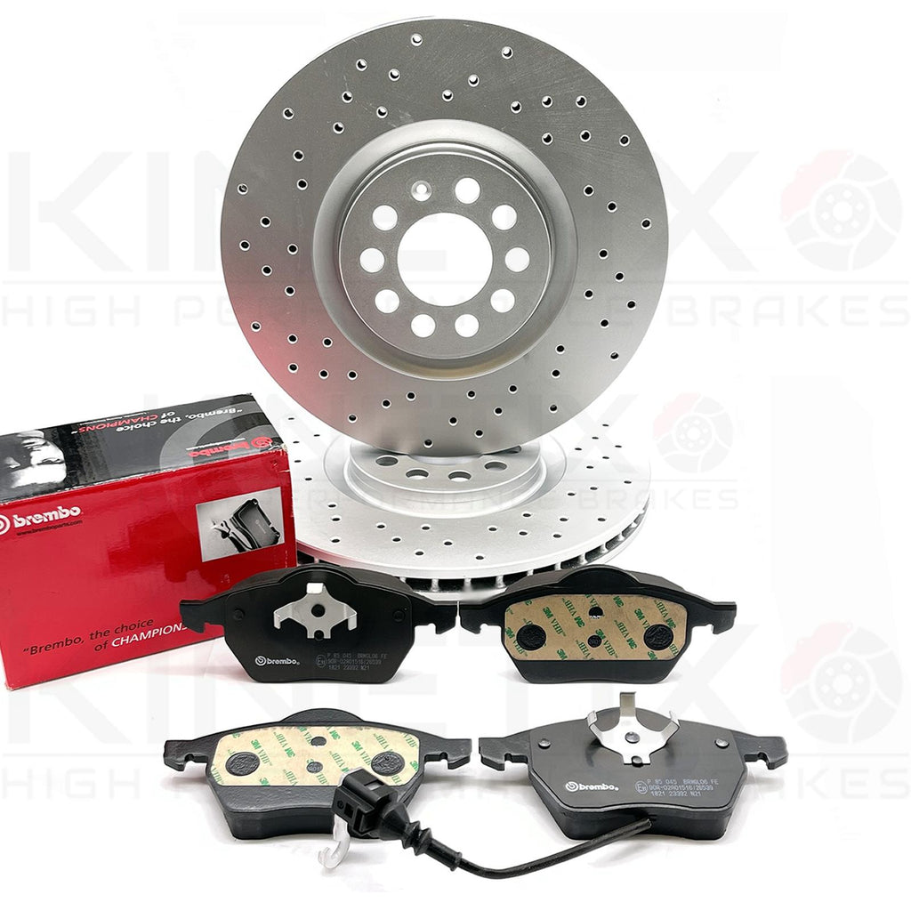 FOR SEAT IBIZA CUPRA R 04-08 FRONT CROSS DRILLED BRAKE DISCS BREMBO PADS 312mm