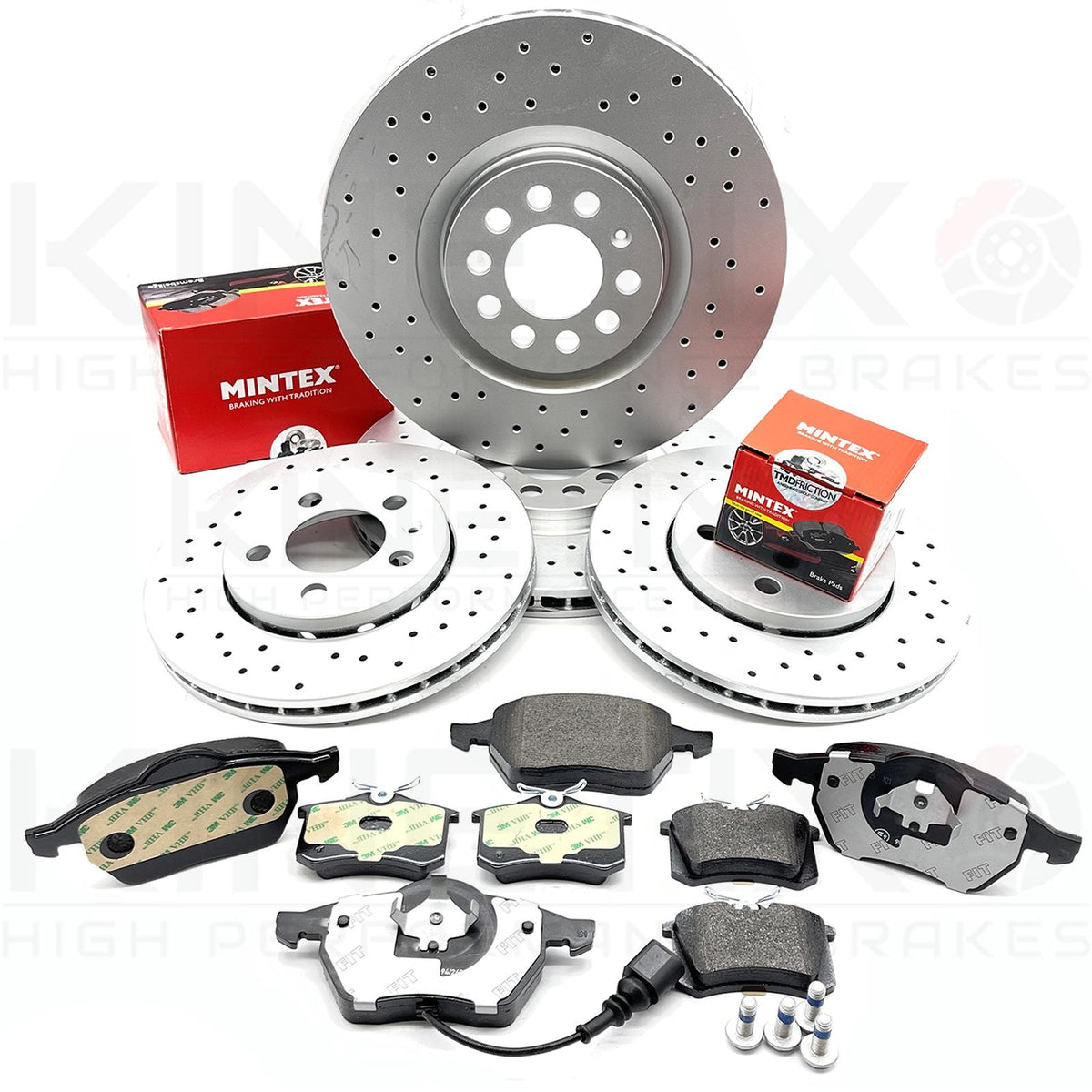 FOR VW BORA 2.8 V6 FRONT REAR DRILLED BRAKE DISCS MINTEX PADS 312mm 256mm FR RR