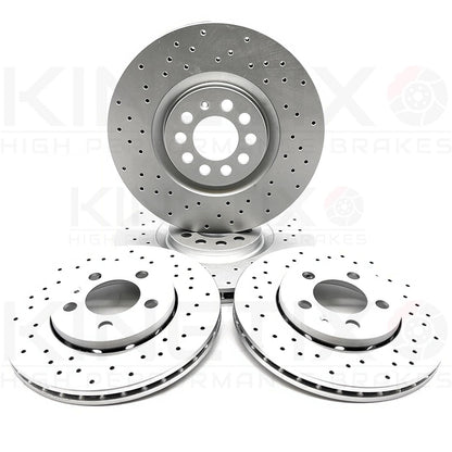 FIT VW GOLF 2.8 VR6 MK4 FRONT REAR DRILLED BRAKE DISCS MINTEX PADS 312mm 256mm
