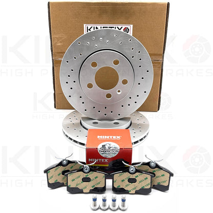 FOR AUDI TT 3.2 VR6 03-06 REAR CROSS DRILLED BRAKE DISCS MINTEX PADS 256mm