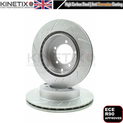 FOR MITSUBISHI LANCER EVO 8 REAR CROSS DIMPLED GROOVED BRAKE DISCS PAIR 300mm