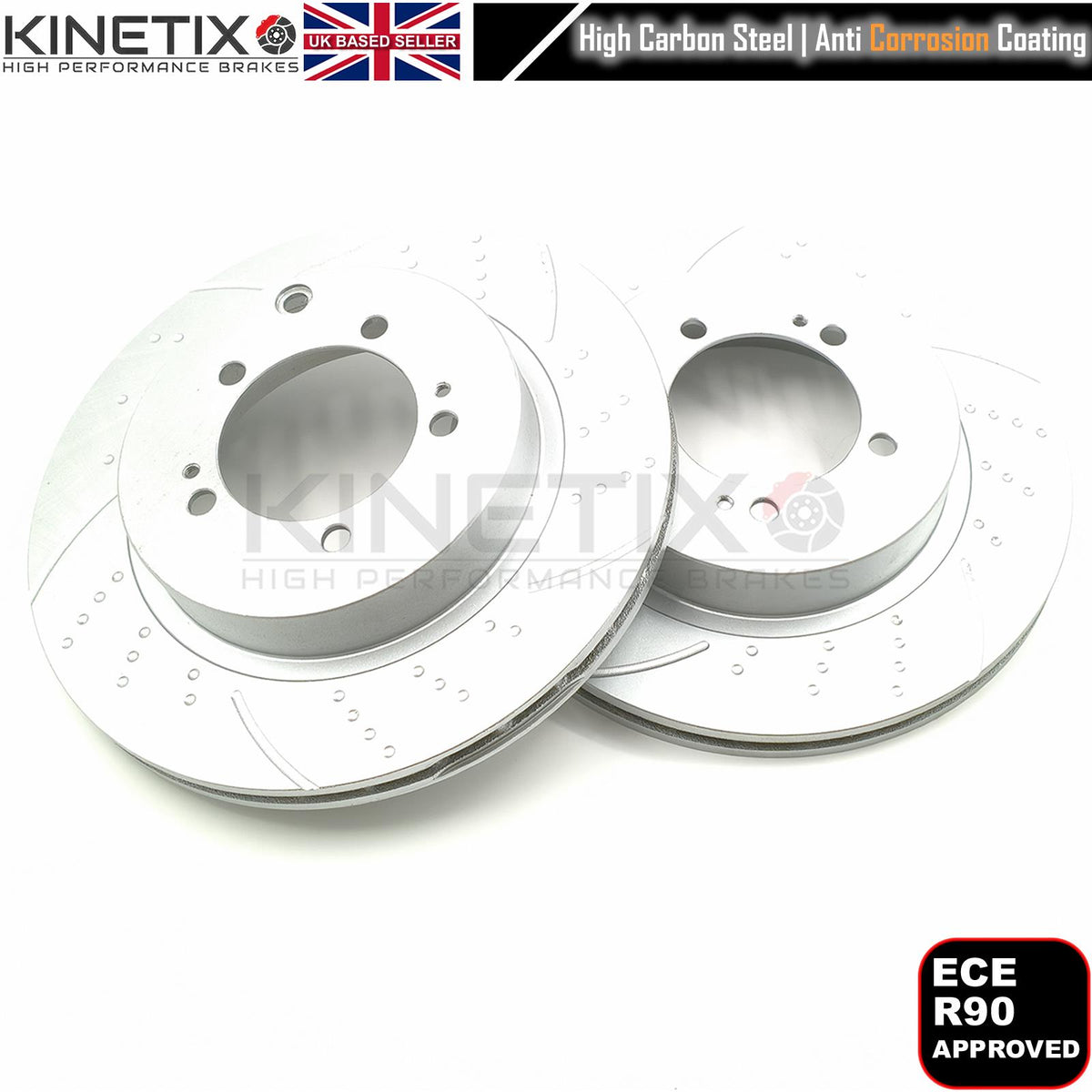 FOR MITSUBISHI LANCER EVO 8 REAR CROSS DIMPLED GROOVED BRAKE DISCS PAIR 300mm