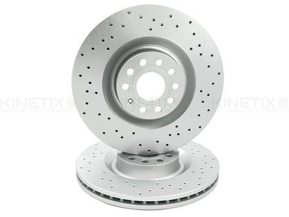 FOR VW SCIROCCO R 09-17 DRILLED FRONT BRAKE DISCS CERAMIC PERFORMANCE PADS 345mm