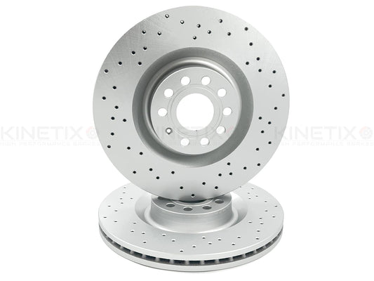 FOR VW SCIROCCO 2.0 R FRONT KINETIX DRILLED PERFORMANCE BRAKE DISCS SET 345mm